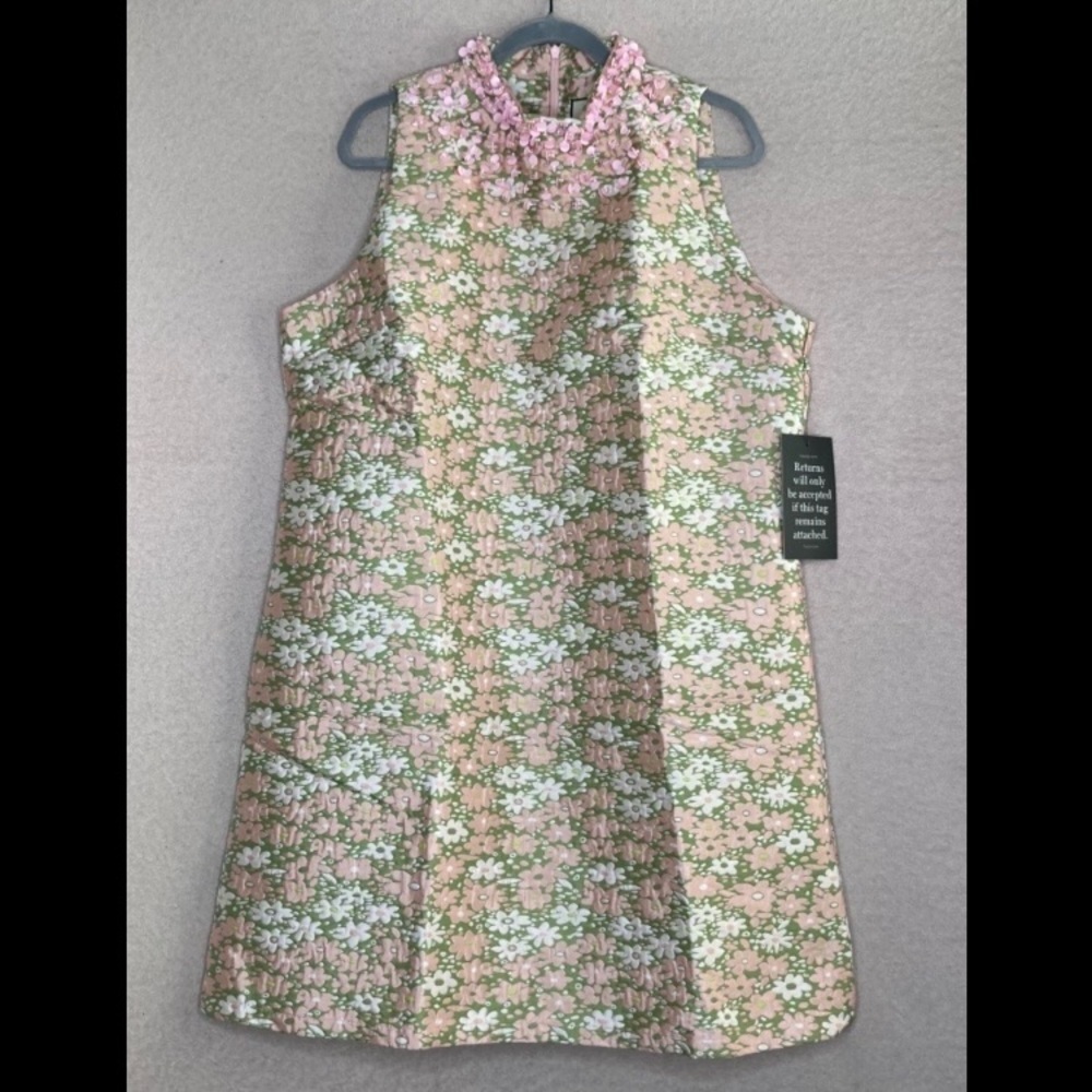 NEW Tuckernuck Sequin Floral Sleeveless Maude Dress Womens XXL Pink/Green Formal - Picture 6 of 16